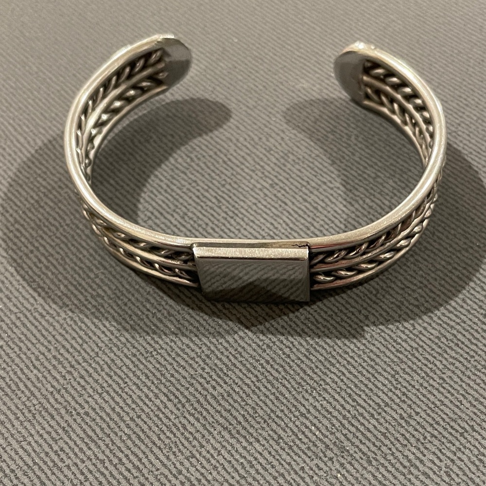 Silver Braided Cuff Bracelet